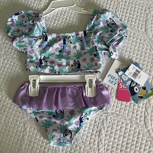 Purple Kids Swim Set with Cartoon Print